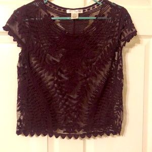 Mesh Embroidered Burgundy Shirt